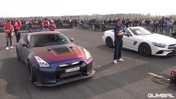 奔驰AMG SL63 VS 日产 GTR！油门踩到底之后差距太明显！