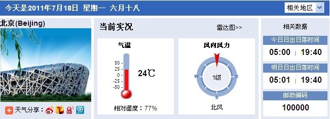 2011年7月18日天气预报- 搜狐车会