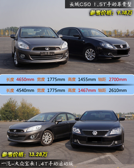 长城C50手动尊贵型对比宝来1.4T手动运动型