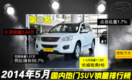 2014年5月SUV销量排行榜