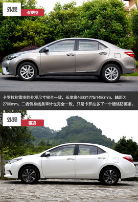 2014款丰田卡罗拉与雷凌对比