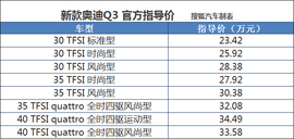 标配丰富性价比如何?新款奥迪Q3全系导购