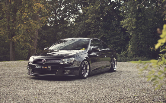 黑色敞篷骑士大众eos低调改装案例